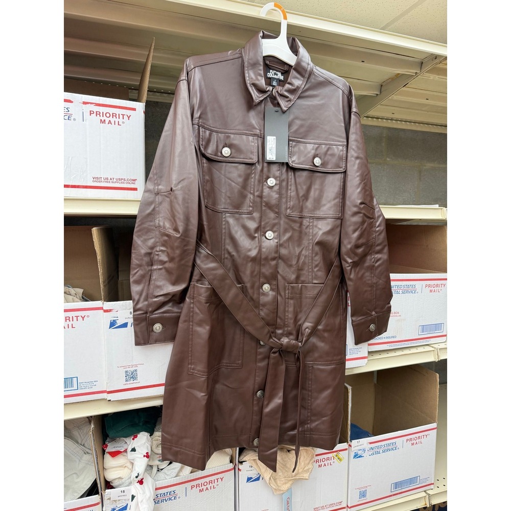 #21 Future Collective Women's Brown Leather Long jacket Size XS